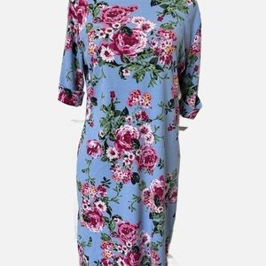 KAREN SCOTT SPORTS light blue floral dress, short sleeves  in size Large